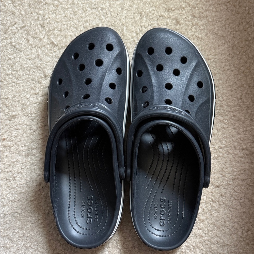 Black Platform Crocs with side detailing